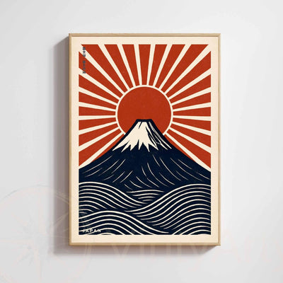 Affiche Mont Fuji Japon | Poster vintage soleil levant | Art mural japonais
