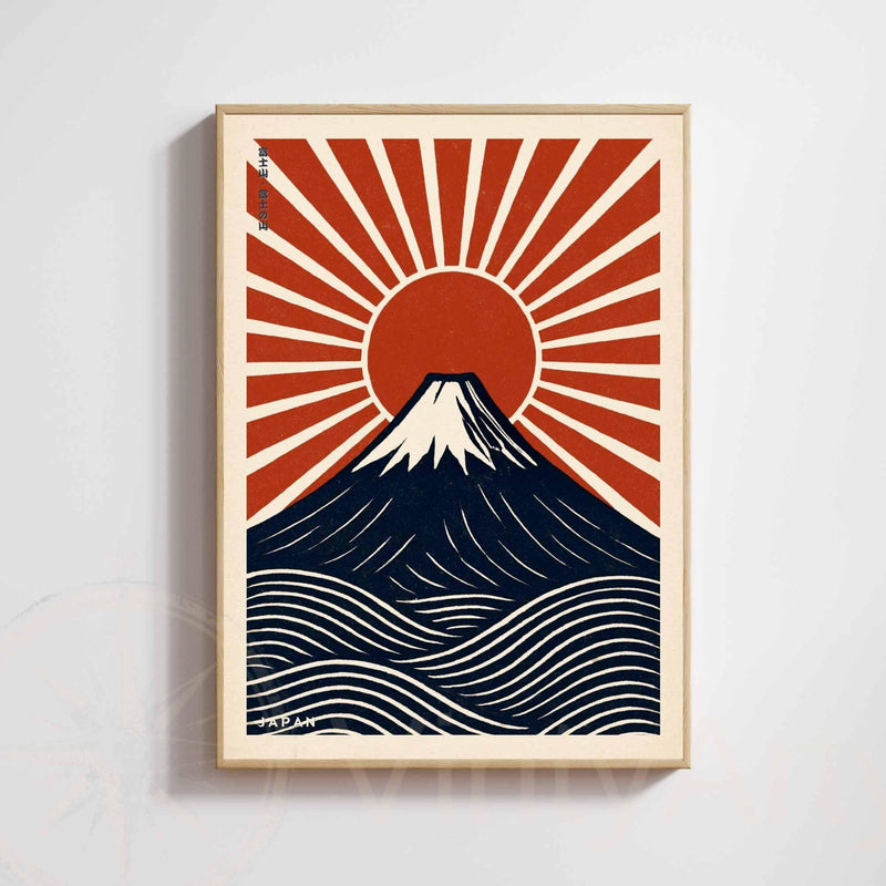 Affiche Mont Fuji Japon | Poster vintage soleil levant | Art mural japonais