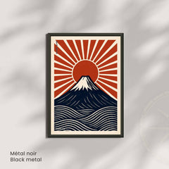Affiche Mont Fuji Japon | Poster vintage soleil levant | Art mural japonais