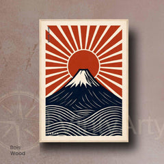 Affiche Mont Fuji Japon | Poster vintage soleil levant | Art mural japonais